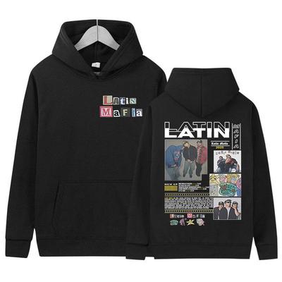 Rapper LATIN MAFIA Tour Album Graphics Hoody Men's Clothing Y2K Hip Hop Oversized Sweatshirt Fashion High Quality Fleece Hoodies