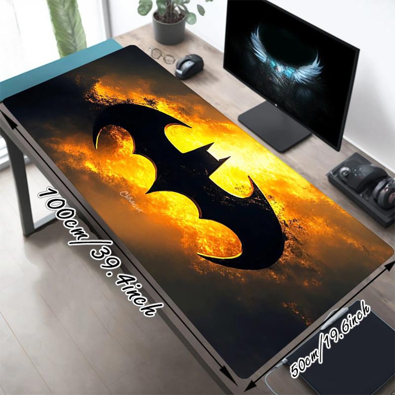 Batman Logo Xl Gaming Mouse Pad Nonslip Rubber Base Stitched Edge Waterproof Desk Mat For Pc Laptop Gamer Office Computer Accessories C92774