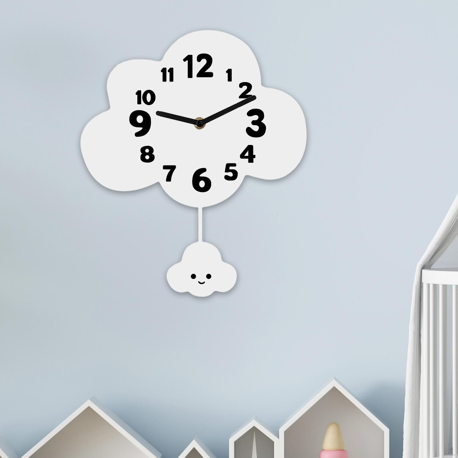 

Wall Hanging Clock Home Decor Silent Cute Cartoon Acrylic Ornament Decorative for Bedroom