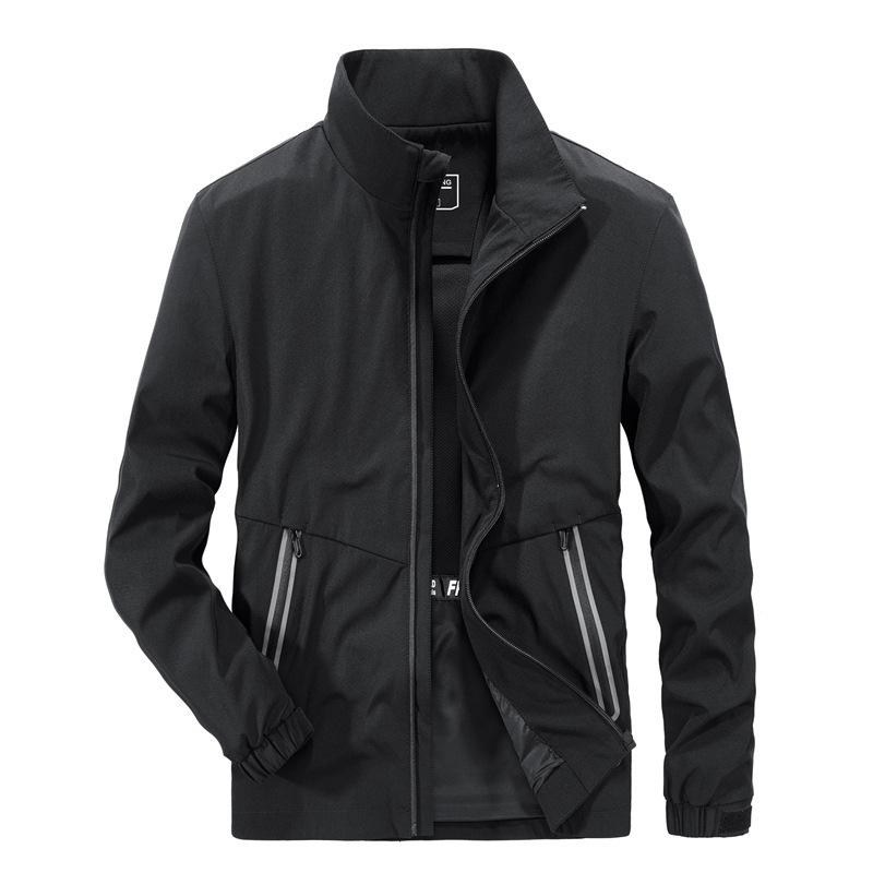 Spring and Autumn New Men's Casual Large Size Jacket Men's Youth Printed Stand-Up Neck Elastic Jacket Jacket