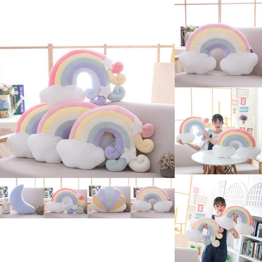 Buntes Regenbogen-Plüsch-Sofakissen für gemütliche Heimdekoration und Spielspaß