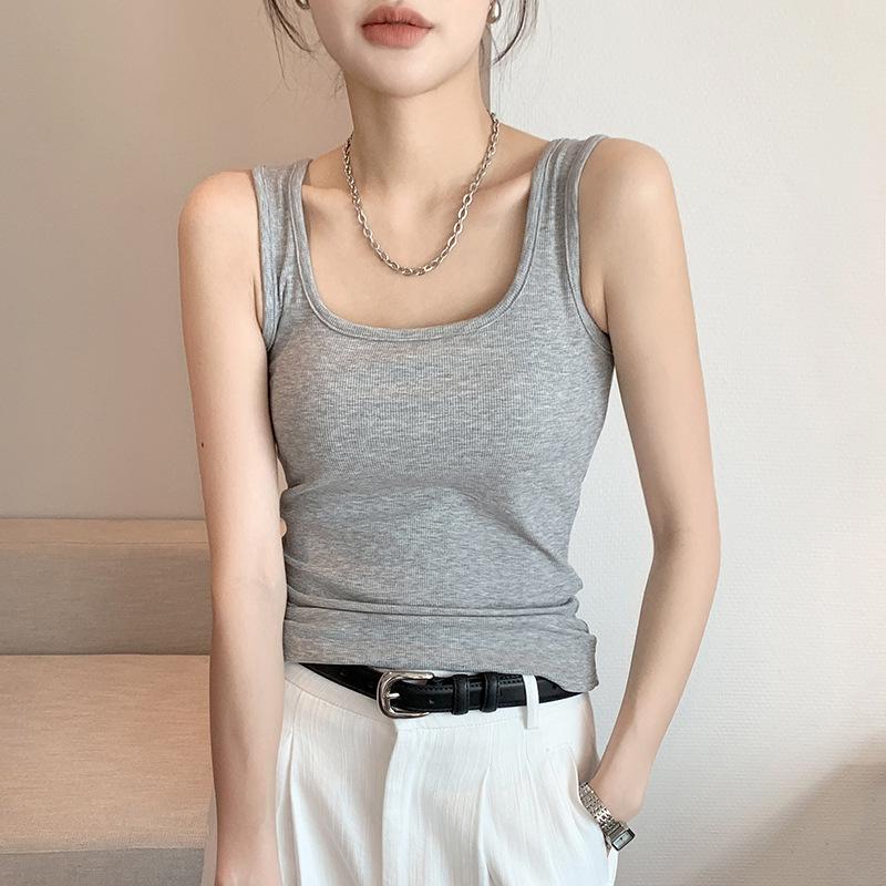 H237 Spring/Summer Women's U-Neck Slim Fit Wide Shoulder Sleeveless Vest