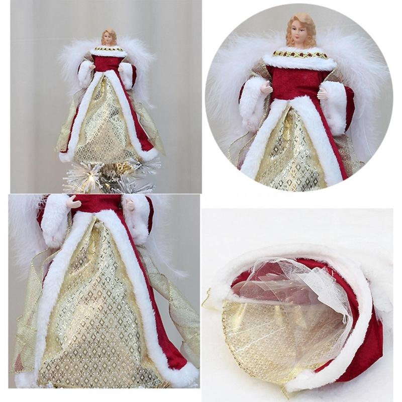 Weihnachtsbaum Dekoration Zubehör Plüsch Flügel Engelbäume Spitze Stilvolles Feiertagsaccessoire Festliche Ornament Dekorationen