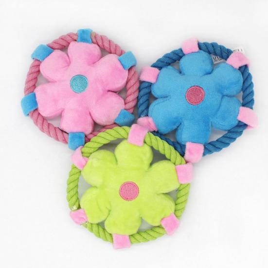 Plysch Hund Flygande Disk Fylld Disk Hund Tuggdjur Repcirkel Interaktivt Dragkampsleksak för Små Medelstora Hundar Träning Kasta Hämta