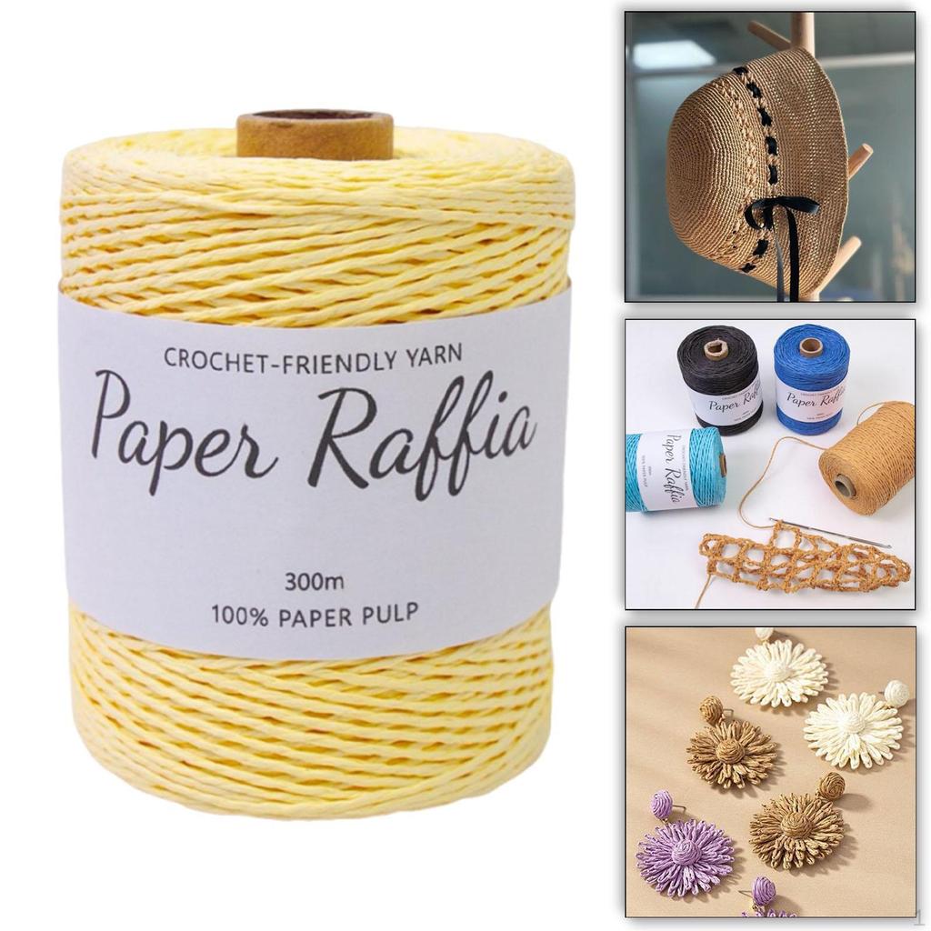 Cotton Raffia Yarn 328 Yards Lightweight Round String Soft for Crocheting Bags DIY Crafts Beach Hat