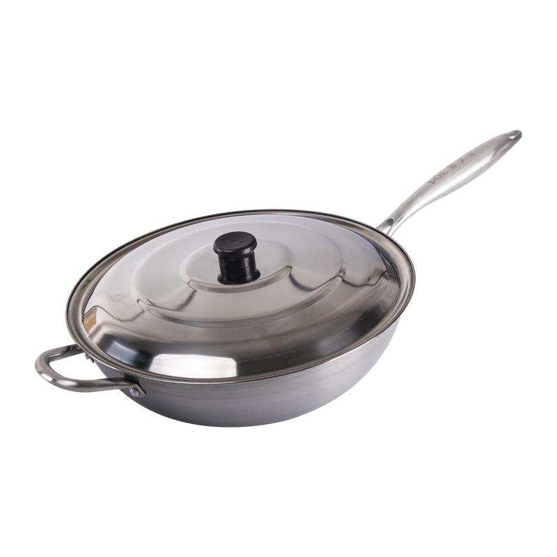 Germany Non-stick Stainless Steel Wok for Induction and Gas Stoves, Flat-bottomed Cookware.