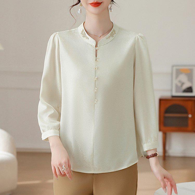 Women's Summer Seven-Sleeve Shirt: New Chinese National Style Tummy-Covering Top