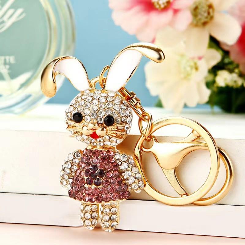Colorful Rhinestone 3D Tiger Keychain and Metal Backpack Accessory