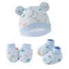 Newborn Baby Hat Anti Scratch Gloves and Socks Set Cotton Headwear Anti-grab Mittens and Foot Cover for Boys Girls