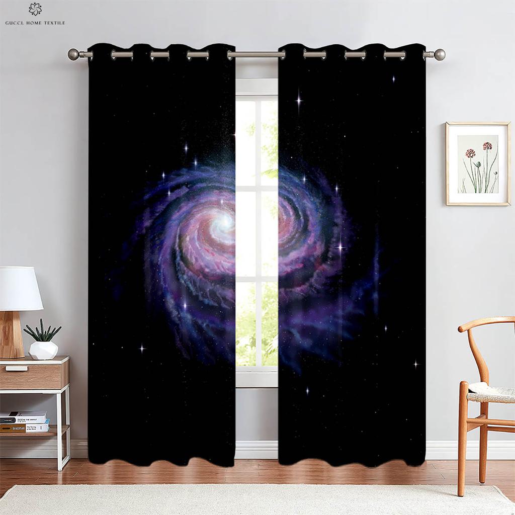 Landscape Dream Starry Sky Planet 3d Printing Curtains Children's Room Study Living Room Atmosphere Decorative Curtains 2PCS