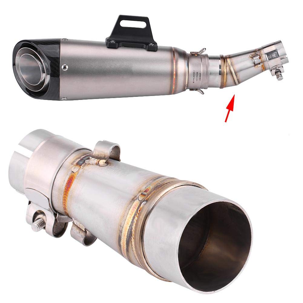 Qiilu 51mm Exhaust Middle Pipe Exhaust Pipe Middle Section Stainless Steel for Kawasaki Z250 Ninja 250 13-16