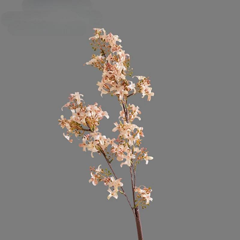 Simulation Lilac Branches Silk Fake Flowers Wedding Decor Murraya Paniculata Green Plant Simulation Pink Flower Hall Decoration