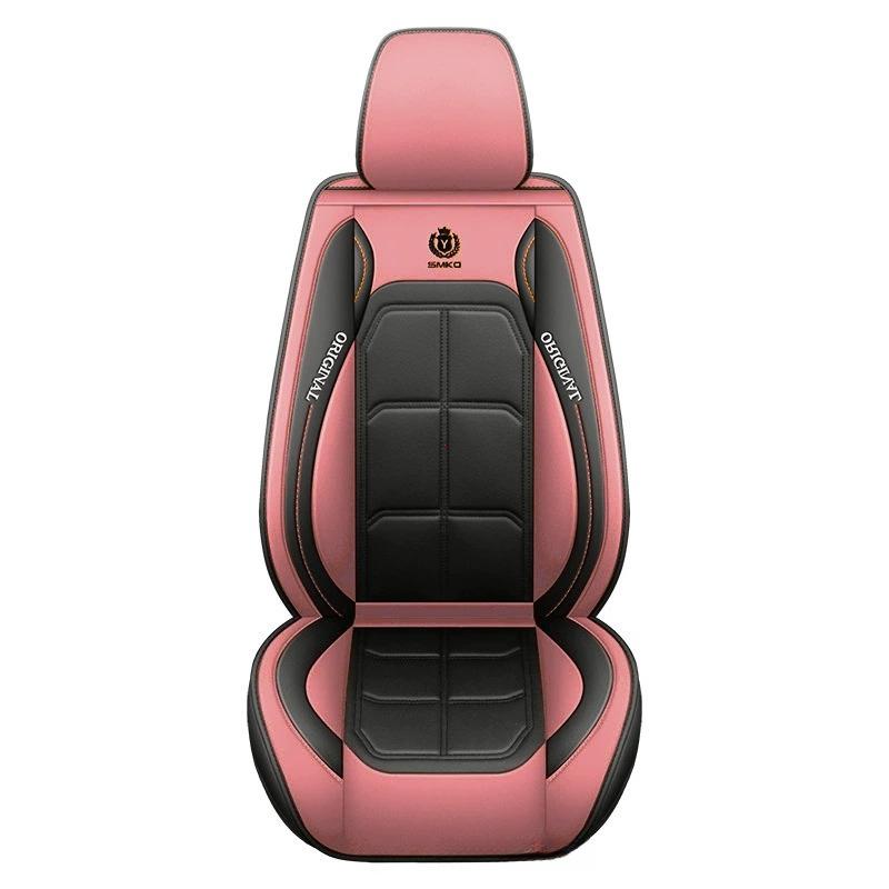 

1pc Premium PU Leather Universal Fit Car Seat Cover All-Season Protector Mat with Soft Cushion Full Package Seat Cover розовый