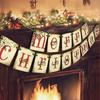 Yousheng Vintage Merry Christmas Banner Retro Nostalgic Christmas Garland Decoration for Indoor Home Office Wall Window Door Fireplace Mantle Xmas