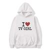 I Love TV Girl T-skjorte Kunst Estetisk Grafisk hettegenser Unisex kvinner Oversized hettegenser Unisex høykvalitets mote hettegensere