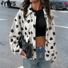 Moda para Mujer Casual Estampado Carta de Amor Otoño Invierno Manga Larga Cuello POLO Chaquetas y Abrigos