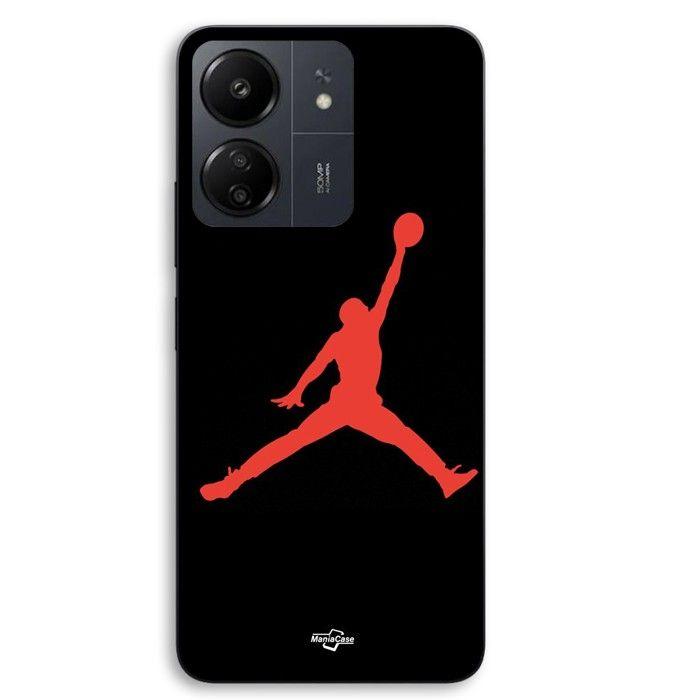 Coque de téléphone - MANIACASE - Xiaomi Redmi 13C 4G - Silicone TPU - Jordan logo 23 Nike basketball - Noir