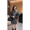 Korean Style Sequined Bow Sweater - Women's Loose Fit, Round Neck, Long Sleeve Knit Top for Autumn/Winter 2025