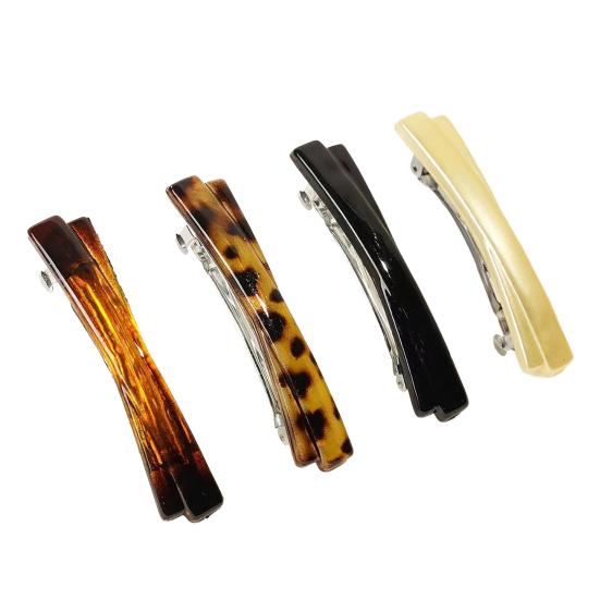 4Pcs French Style Hairpins Tortoiseshell Design Women Hair Clips with Metal Springs Lightweight Hair Accessories