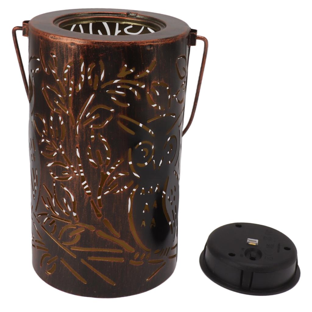 Hanging Solar Lantern Owl LED Garden Solar Light Red Copper Owl Lantern Outdoor Waterproof Metal Decorative Light for