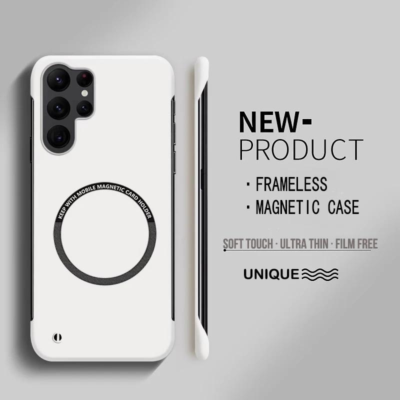 Ultra Thin Hard PC Magnetic Frameless Phone Case For Magsafe Samsung Galaxy S26 S25 S24 S23 S22 Ultra S21 FE Plus Solid Cover
