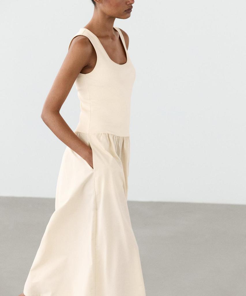 Masimodutti Cotton Blend Poplin Combination Dress