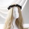 Black Floral Headpiece - Women's Elegant Lace Foam Rose Headband With Flowers for Hair Accessories, Wedding, Party, Birthday Gift, Photo Props | Dark