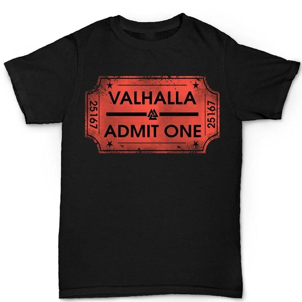 

Футболка с ретро-дизайном Vikingies Norsk Valhalla Ticket 100% хлопок с круглым вырезом летняя с коротким рукавом повседневная мужская футболка размеры S-3XL S чёрный