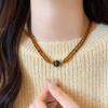French Maillard Elegant Crystal Beaded Necklace - Tiger Eye Double Layer Choker with High-End Niche Luxury Feel