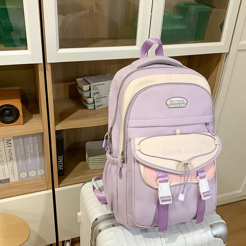 

Детский цветной школьный рюкзак Женский легкий рюкзак большой вместимости фиолетовый