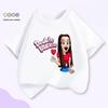 Trendy Heart-Shaped Cartoon Girls' Short Sleeve T-Shirt