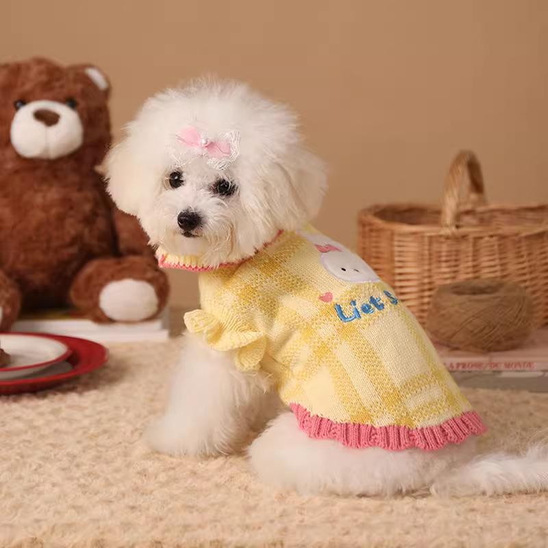 

Cute Bow Bear/Rabbit Knit Pet Sweater, Warm Winter Clothes for Small Dogs & Cats, Cold Weather Indoor & Outdoor Wear, XS-XL Sizes XS: Bust 29cm (1-1.5kg)