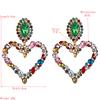 Shiny Crystal Rhinestone Heart Pendant Dangle Earrings for Women Statement Jewelry Accessories