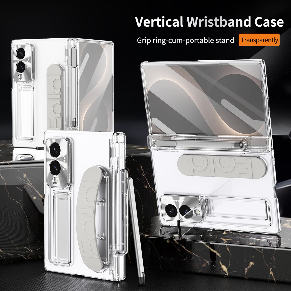 Pour Samsung Galaxy Z Fold 8 Large 6 5 4 3 7 Coque Bracelet Charnière Blindée Film Protecteur d'Écran en Verre Housse Stylo Capacitif TriPli Galaxy Z Fold 8 pur
