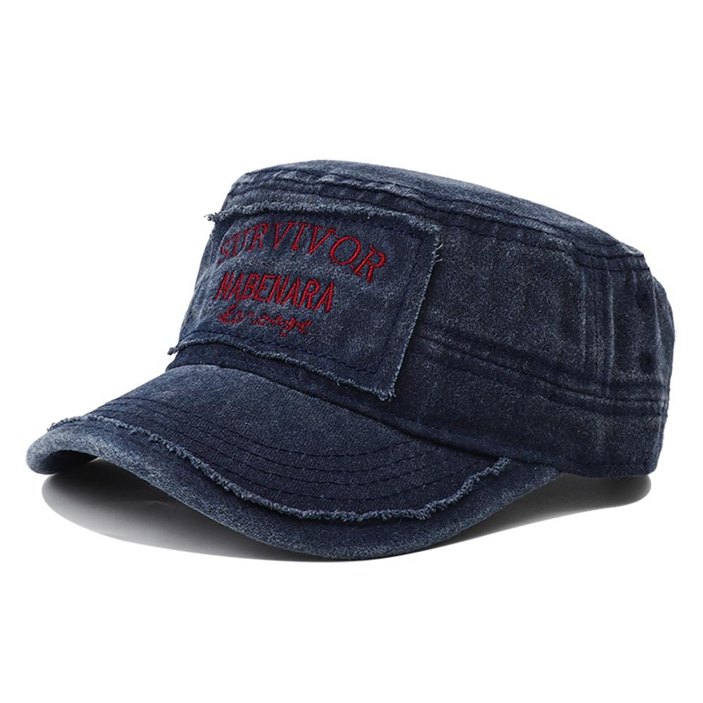 

2024 New SURVIVOR Embroidery Military Flat Top Hat Men s Washed Cotton Peaked Hat Unisex Army Baseball Caps for Women Men Gorras Adjustable темно-синього кольору