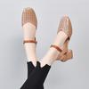 Color matching sandals women's summer simple temperament bag head empty thick heel women's shoes one-word buckle breathable punched sandals