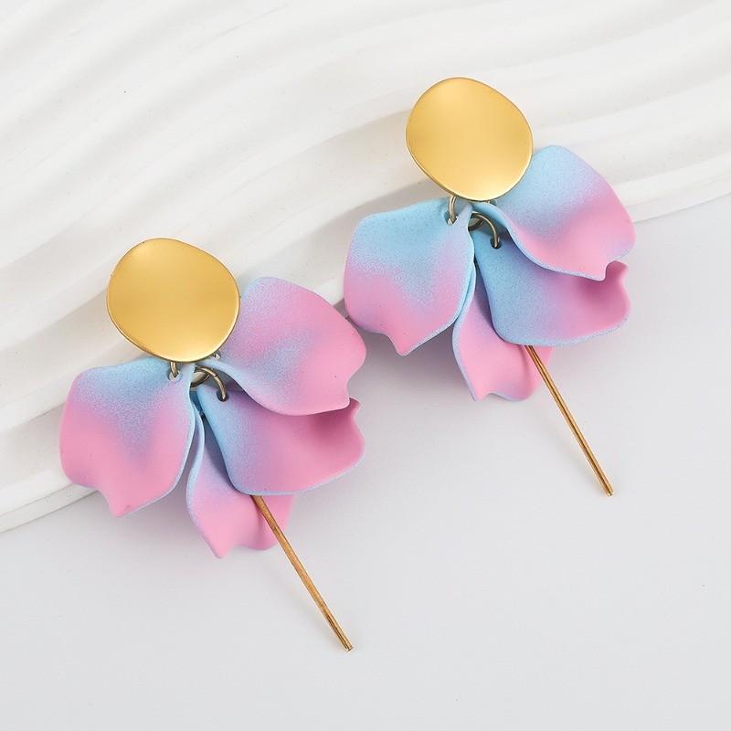

Pinkdudu Модные серьги-капли с лепестками роз, серьги-цветы из смолы с градиентной окраской, женские украшения PD2380 розовый