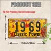 11.8x5.9" 2D Flat Vintage 1969 Classic Power Metal License Plate - Rustic Yellow Aluminum Wall Art with Black Numbers