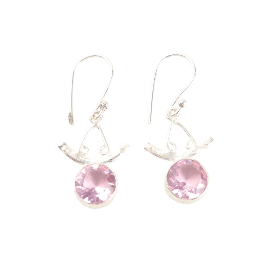 925 Sterling Silver Morganite Gemstone Handmade Jewelry Earrings 1.63" For Mom EE-152-15