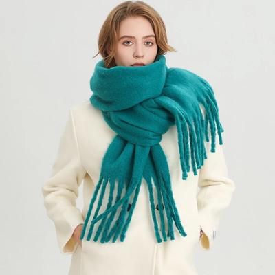 Winter Solid Color Tassels Cashmere Scarf Keep Warm Woman Pashmina Shawl Ladies Fashion Long Scarves Wraps 210*30Cm