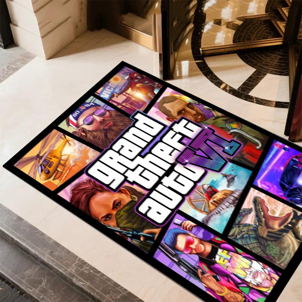 Grand Theft Auto Neon Vice City Game Art Floor Rug Office Rug Perfect For Outdoor Hallway Playrooms Entryway Antislip Carpet Decorate Offices