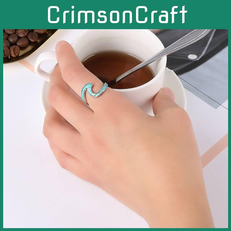 Premium Quality Wavy Ring With Trendy Geometric Design In White And Green Colors