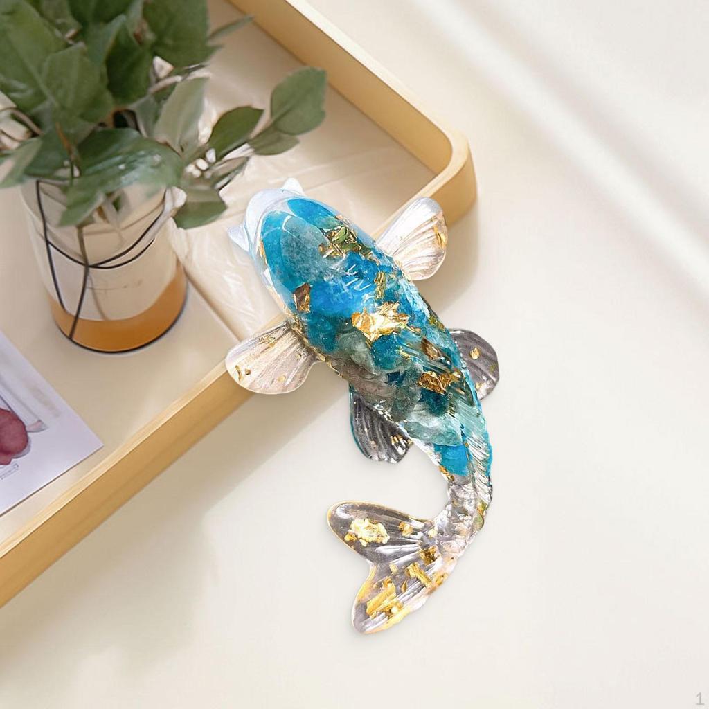 Fish Figurine Miniature Statue Lucky Ornament Sculpture for Office