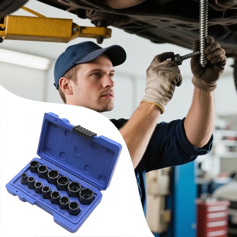 Extractor Set Impacts Bolt Screw Extractor Set 13 Pieces Ergonomic Non-Slip Tools Impacts Removal Gadget For Car Wheel Axle