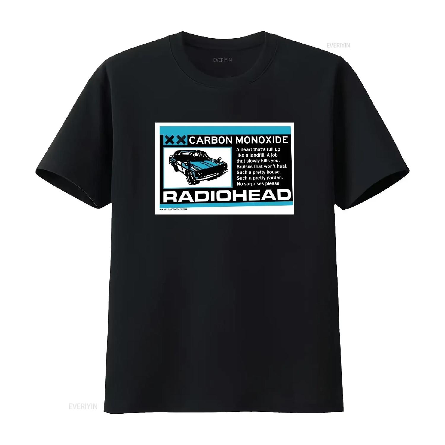 Radiohead T Shirt Carbon Patch vintage Washed homme Top For Everyday Wear Casual Versatile Stretched fashion Unisex Slightly XXXXL