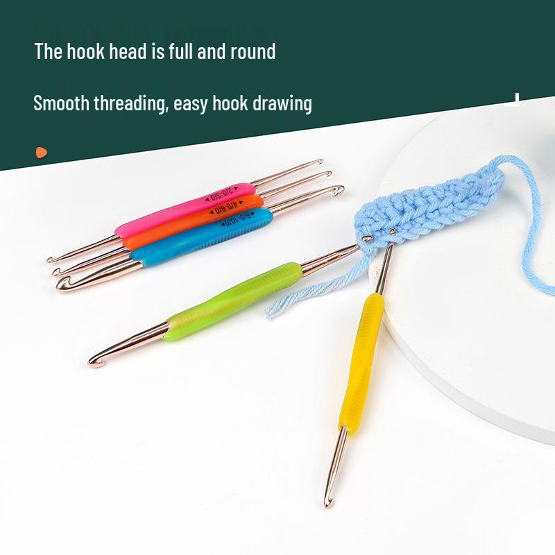 TPR Soft Rubber Double-Ended Crochet Hook Set, Handmade DIY Yarn Knitting Tool, 5-Piece Set