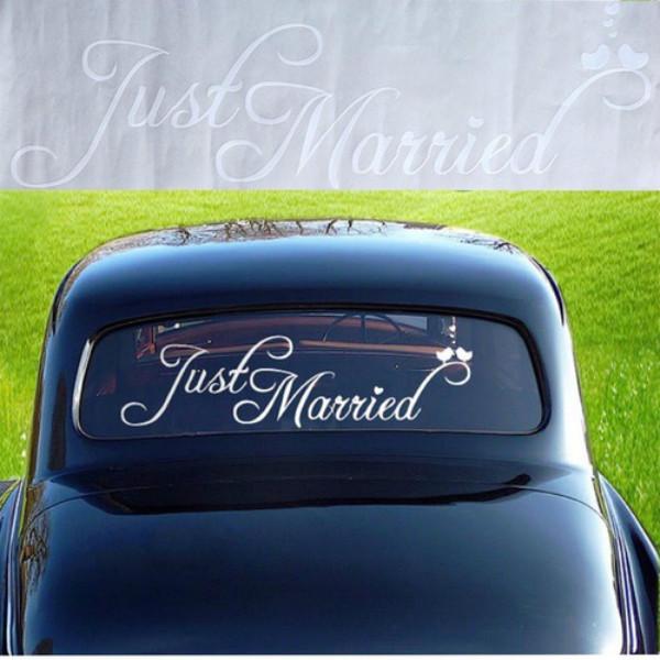 Just Married Car Rear Window Banner Sticker Decal Wedding Sign
