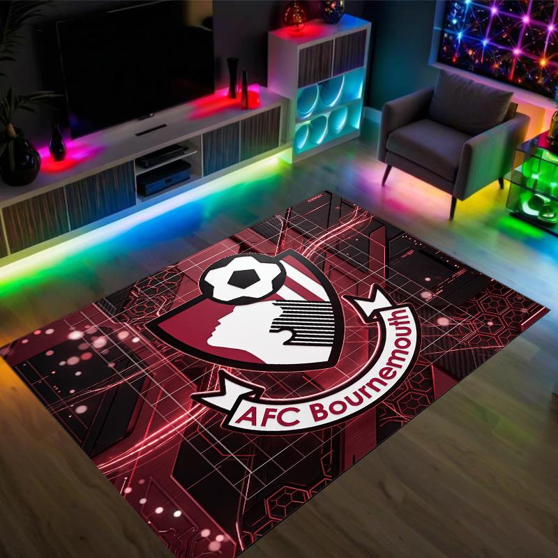 Bournemouth Football Design Crystal Velvet Carpet Cozy Non?Slip Printed Rug For Bedroom Living Room Entrance