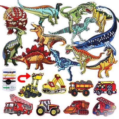 Jurassic Dinosaurier Stickerei Stoffaufkleber Computerstickerei Stempel Bügeln Auto Aufnäher Aufkleber Bagger Stickerei Stempel