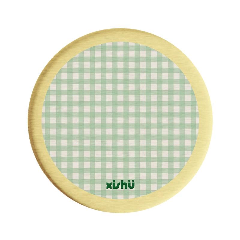 Round Plaid Hard Diatom Mud Coffee Tea Coaster Thermal Insulation Pad Office Non-slip Absorbent Pad